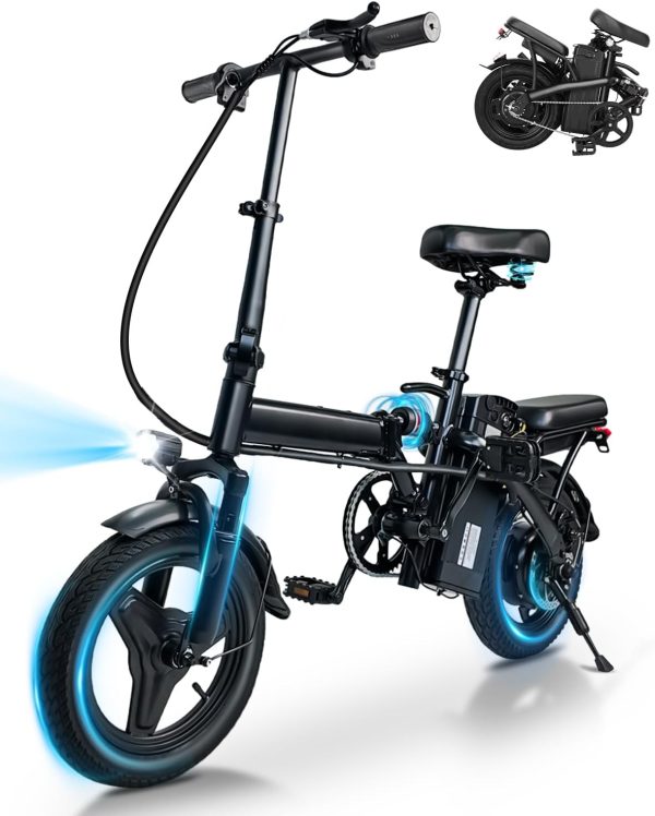 Electric Bike for Adults 500W Peak Motor, 20 Mph Folding Ebike, 14"/20" Tire Electric Bicycles with Max 15° Uphill, 374.4/576Wh Battery, 25-45 Miles PAS Range, E Bikes for Adults and Teens