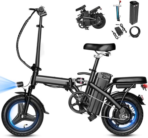 Electric Bike for Adults, Ebike, Electric Bicycle with 576WH Removable Battery,14"/26" Folding Ebike, 20MPH,20+ Miles,500W/750W High Motor,Multi-Shock Absorption,Commuting Mini E Bikes