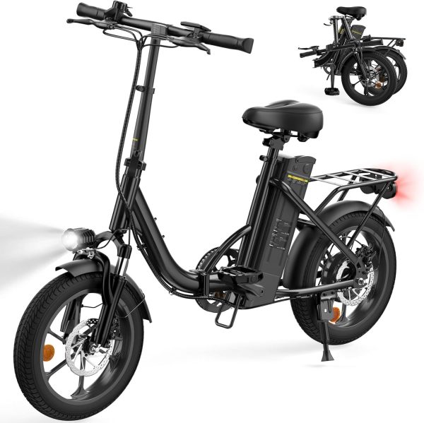 Folding Electric Bike for Adults, 16" Tire Step-Thru Foldable Ebike, 1000W Peak Motor 374.4Wh Removable Battery Commuter Protable Woman Electric Bicycle, Max 60 Miles PAS Range, 20 MPH Speed