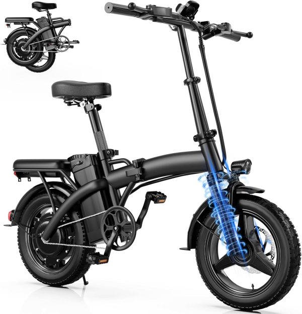 Electric Bike for Adults and Teens,550W Motor 19MPH Folding Ebike with 48V Removable Battery, 35Miles Range&PAS Mode with 14" Foldable Electric Bicycles, Electric Commuter Mini Bikes,UL 2849 Certified