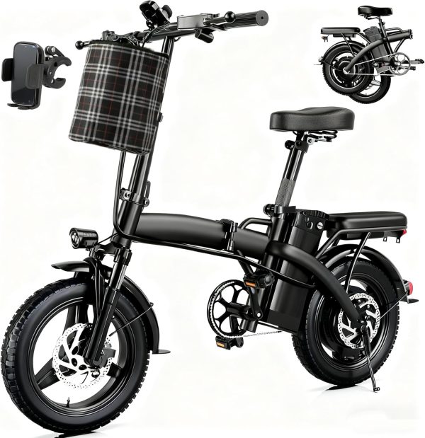 Folding Electric Bike for Adults, 550W Motor 23MPH Speed | Commuter 14" Ebike | 35 Miles PAS Range | 48V 12Ah Removable Battery | 3-Level Pedal Assist | UL 2849 Certified | Mini Electric Bicycle