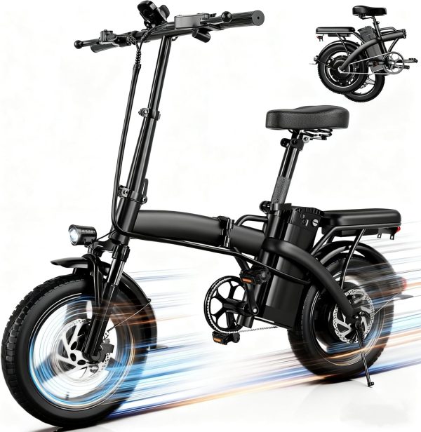 Electric Bike for Adults and Teens,500W Brushless Motor 19MPH Folding Ebike with 48V10.4Ah Removable Battery, 35Miles Range & PAS Mode with 14" Foldable Electric Bicycles, Commuting-Certified e Bike